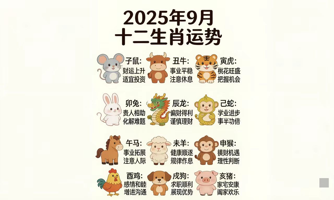 时值乙巳年乙酉月(公历2025年9月7日-10月7日),白露至寒露,金气鼎盛,肃杀收敛。本月天地气场“金旺木弱、火衰土困”。十二生肖运势在流年与月令的共同作用下,呈现出不同的吉凶轨迹。以下结合五行生克与十神动向,按照生肖表十二顺序为您详细解析,旨在知命而为,顺势而行。